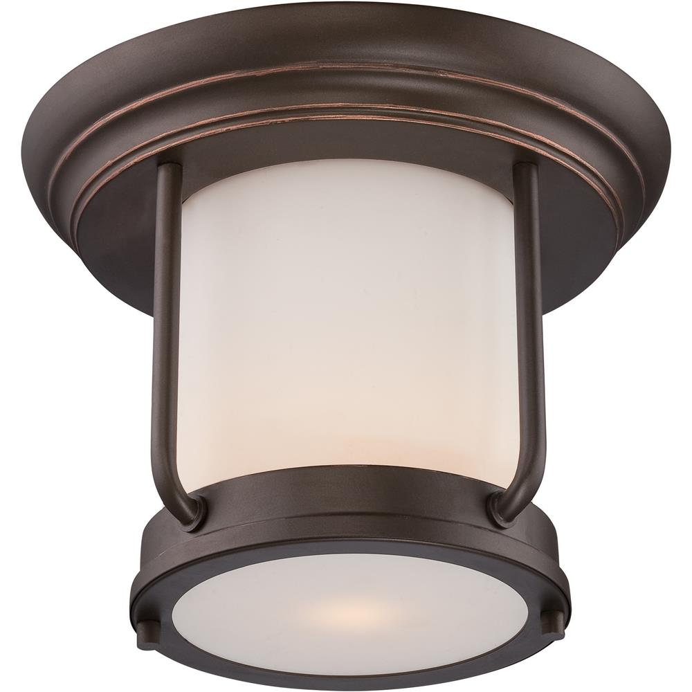 Nuvo Lighting 62/633  Bethany - LED Outdoor Flush Fixture with Satin White Glass in Mahogany Bronze Finish